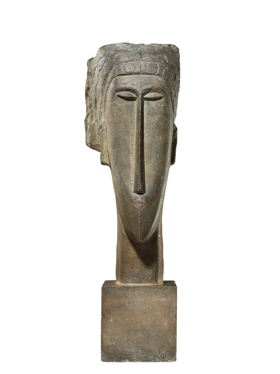 Pää, n. 1910-1912 (kalkkikivi) tekijältä Amedeo Modigliani