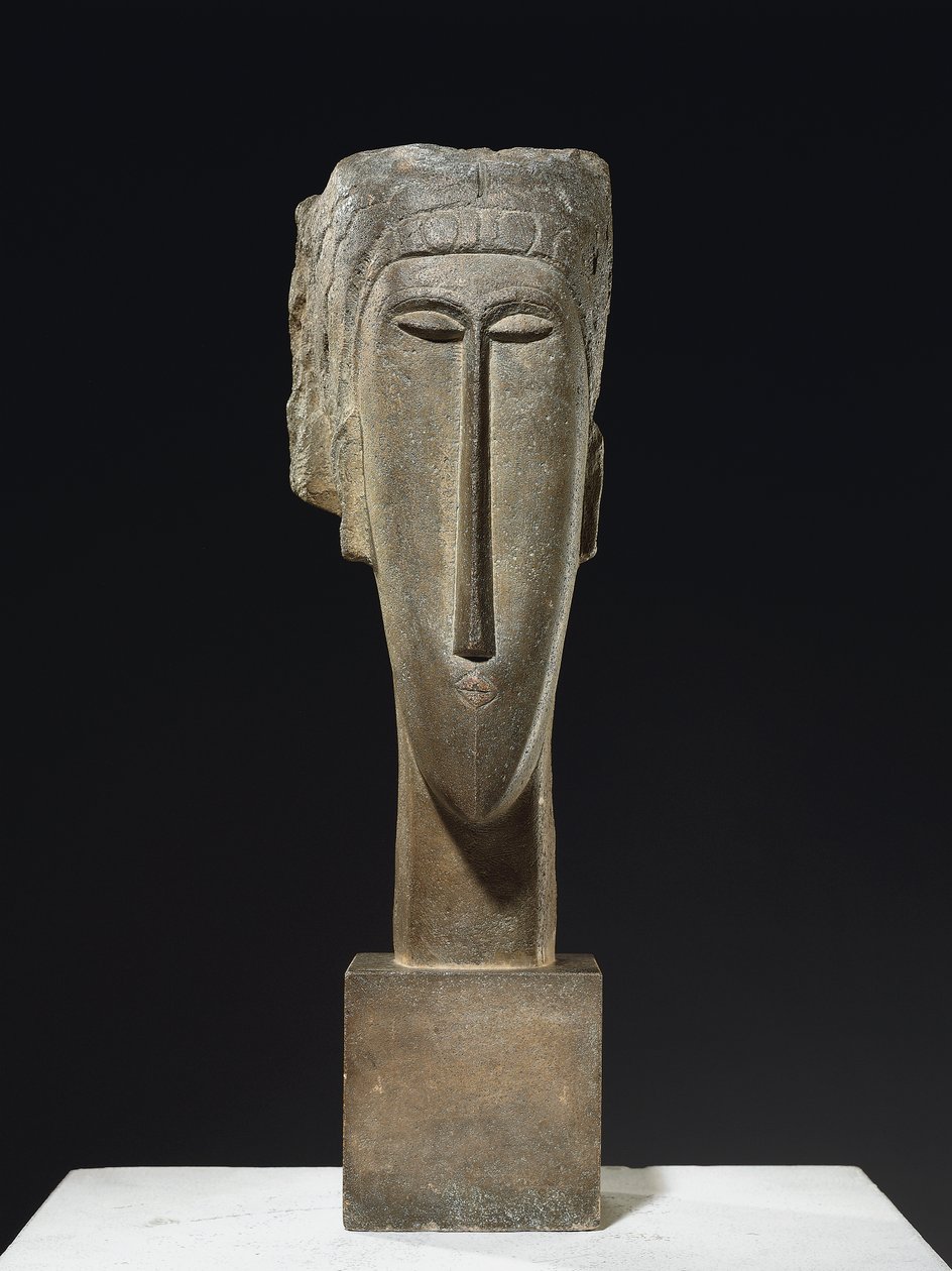Pää, n. 1910-1912 (kalkkikivi) tekijältä Amedeo Modigliani