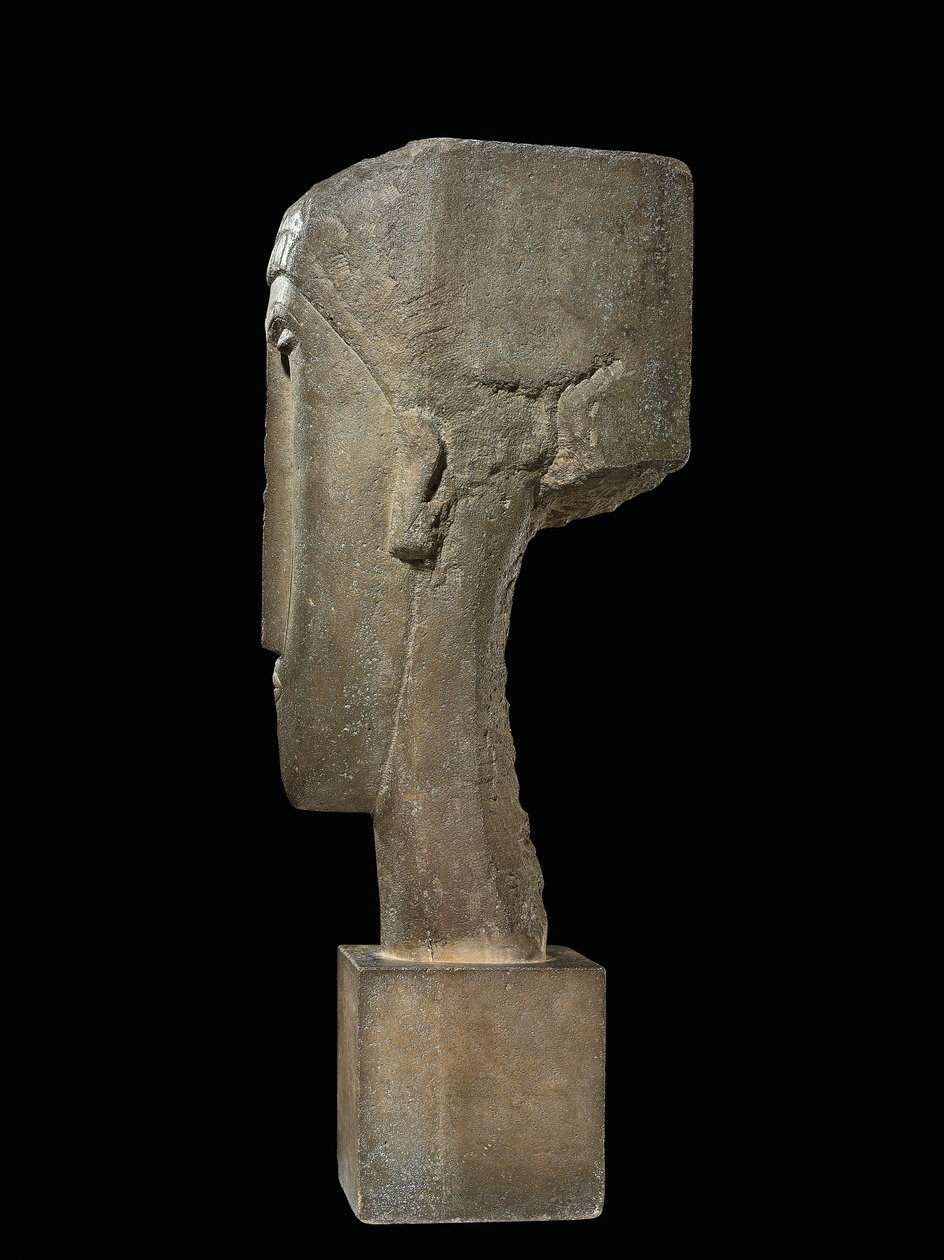 Pää, n. 1910-1912 (kalkkikivi) tekijältä Amedeo Modigliani