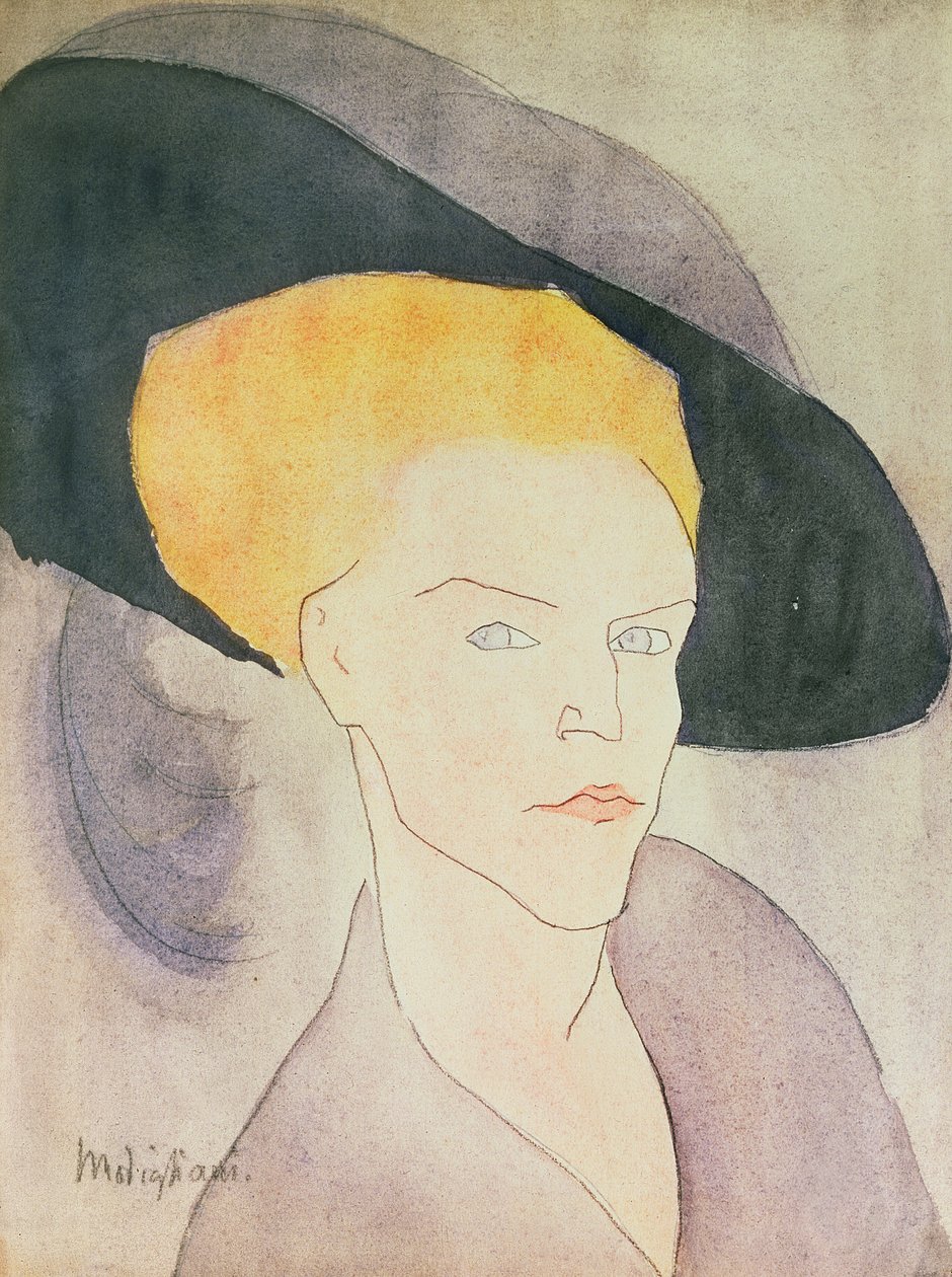 Naisen pää, jolla on hattu, 1907 tekijältä Amedeo Modigliani