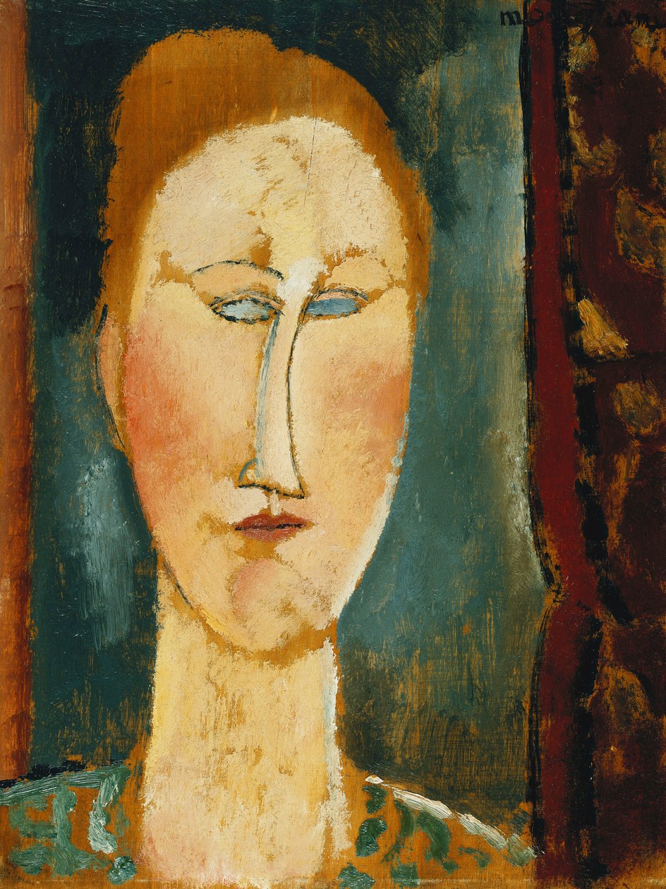 Punatukkaisen naisen pää; Punatukkaisen naisen pää, tekijältä Amedeo Modigliani