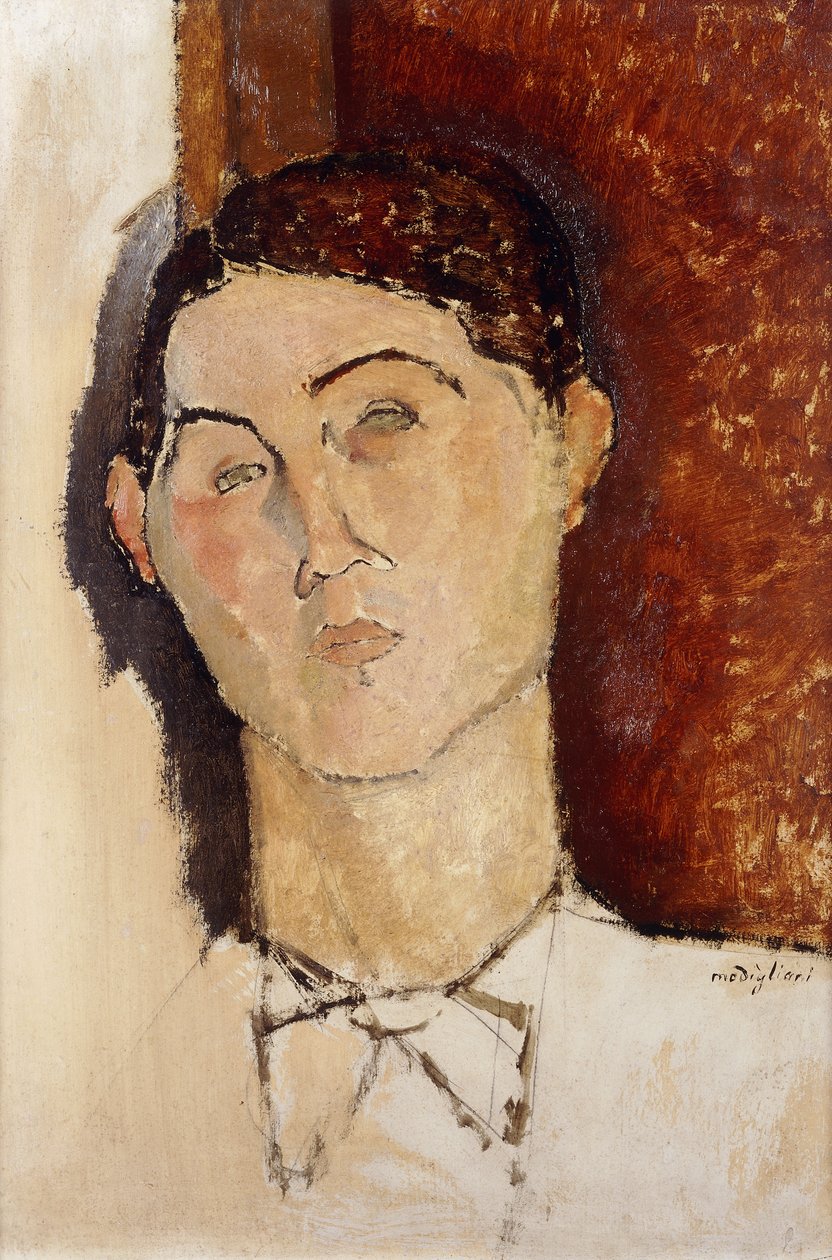 Nuoren miehen pää; Nuoren miehen pää, n. 1916 tekijältä Amedeo Modigliani