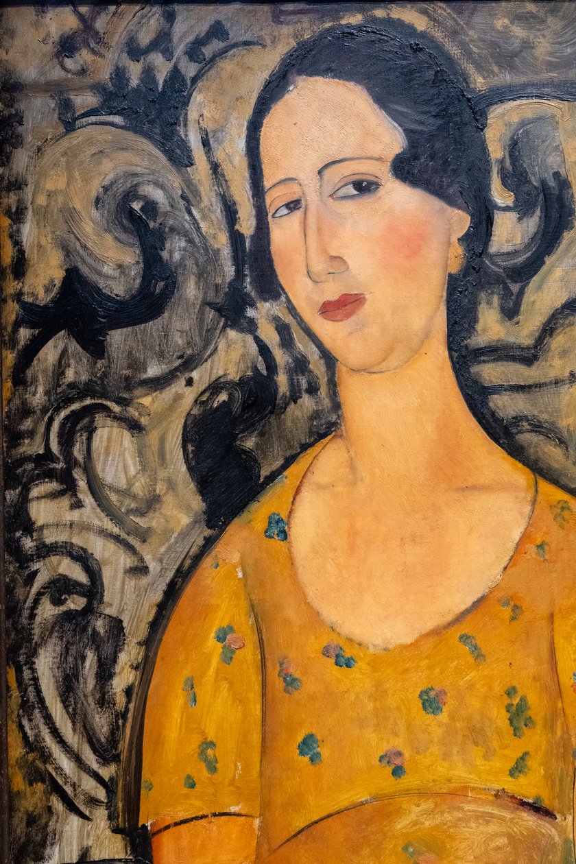 Nuori nainen keltaisessa mekossa (Renée Modot)-leikkauskuosi tekijältä Amedeo Modigliani