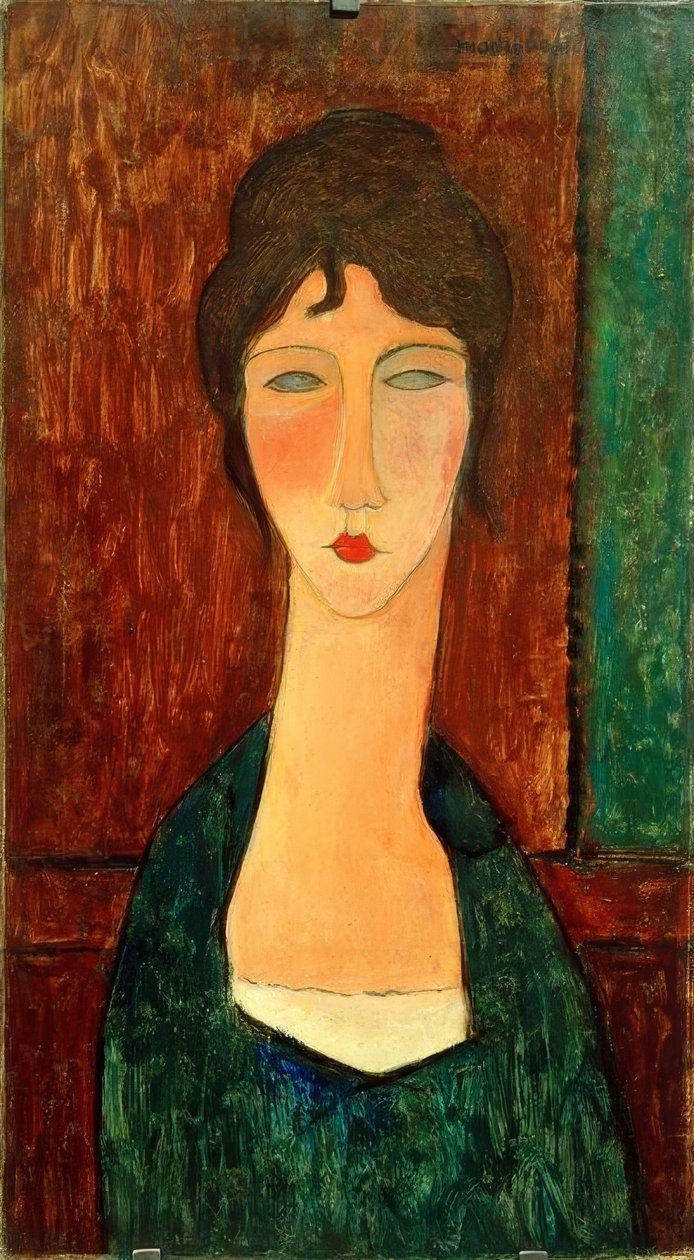 Nuori nainen ruskeat hiuksilla (Elvira) tekijältä Amedeo Modigliani