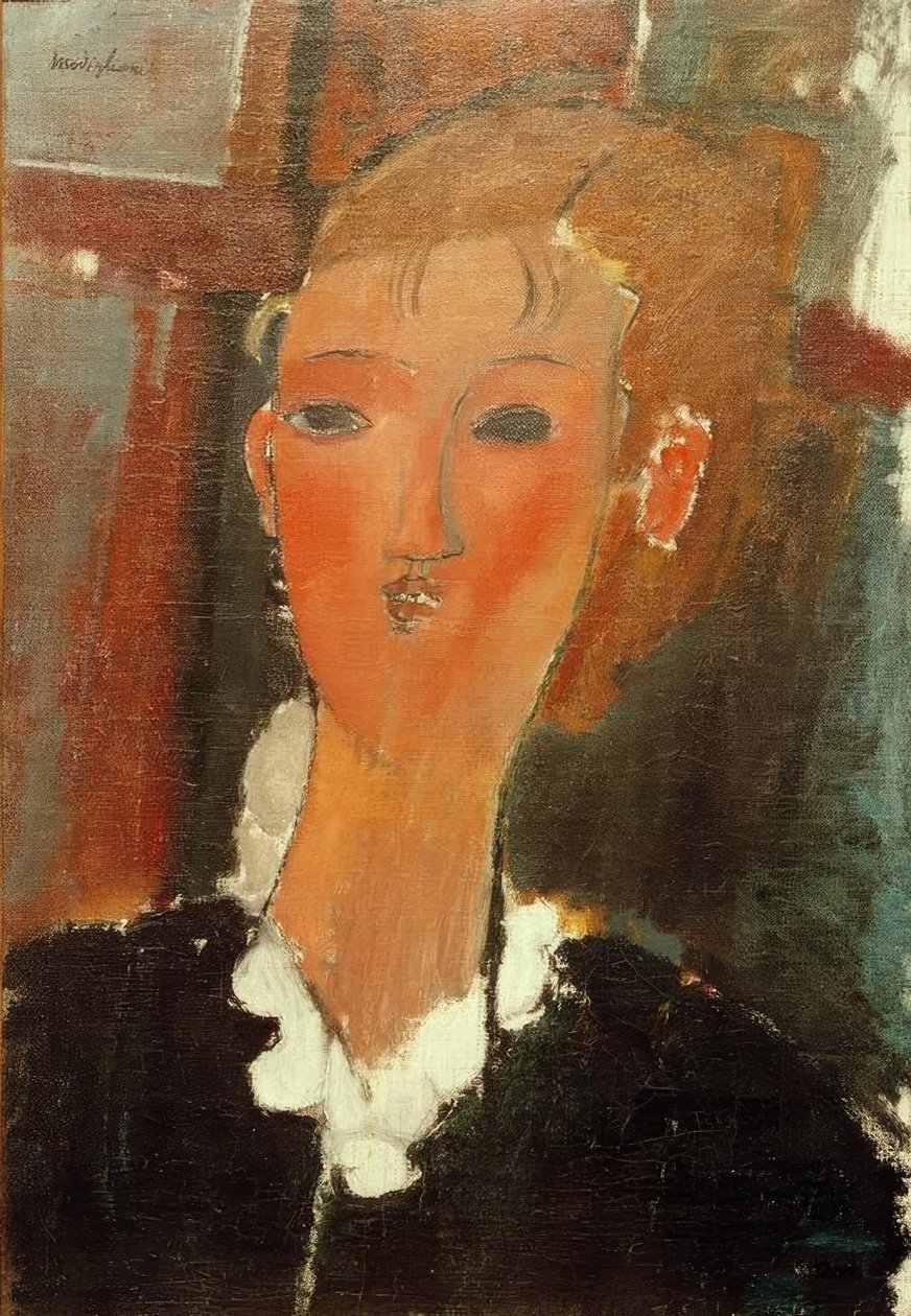 Junge Frau mit weißem Kragen tekijältä Amedeo Modigliani