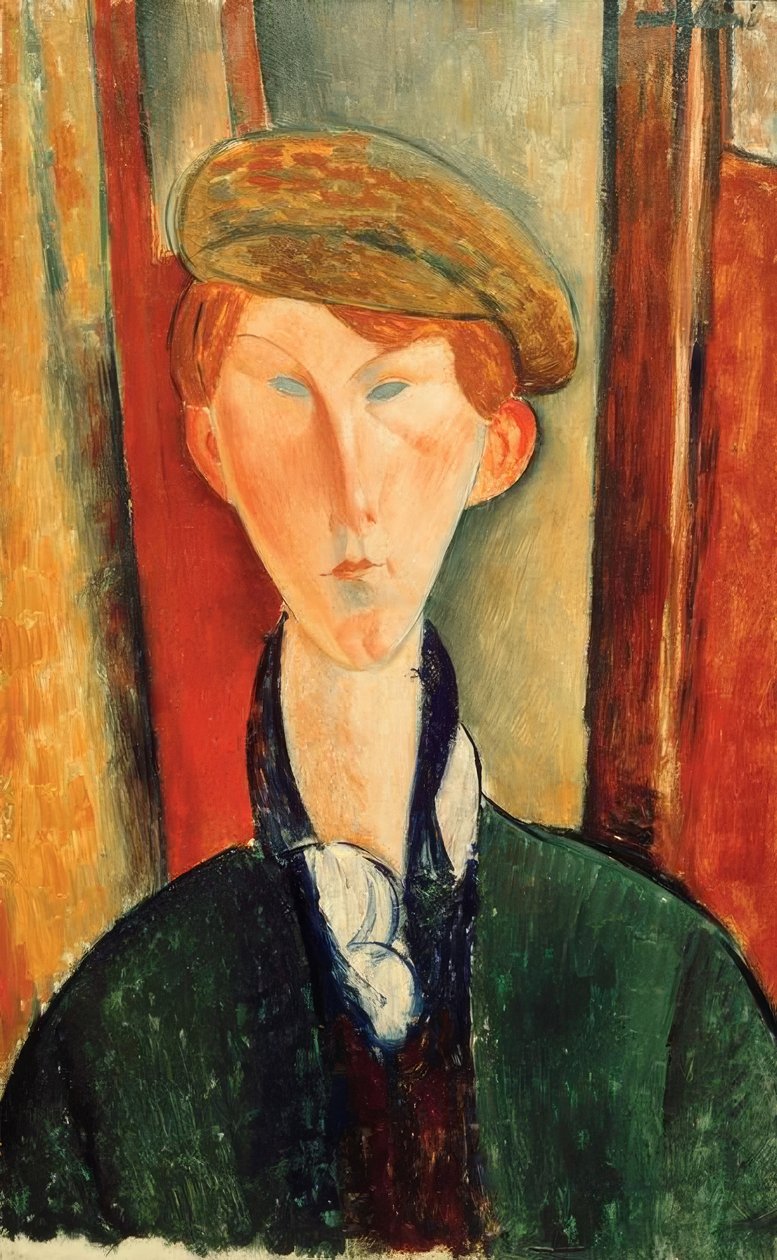Junger Mann ja Mütze tekijältä Amedeo Modigliani