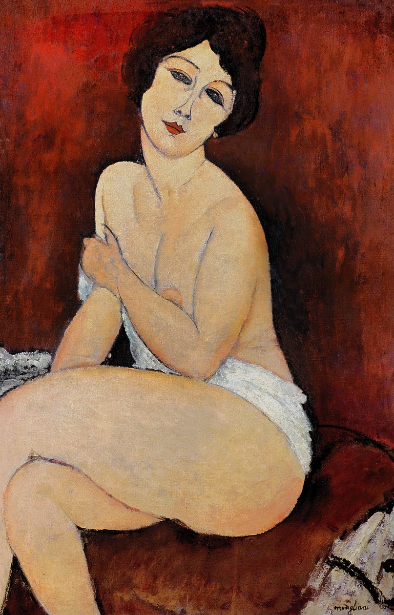 Iso istuva alastonkuva (öljy kankaalle) tekijältä Amedeo Modigliani
