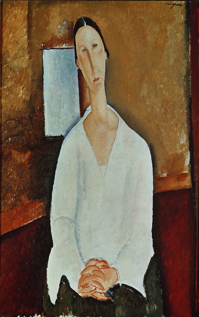 Madame Zborowska kädet ristissä, n. 1917 tekijältä Amedeo Modigliani