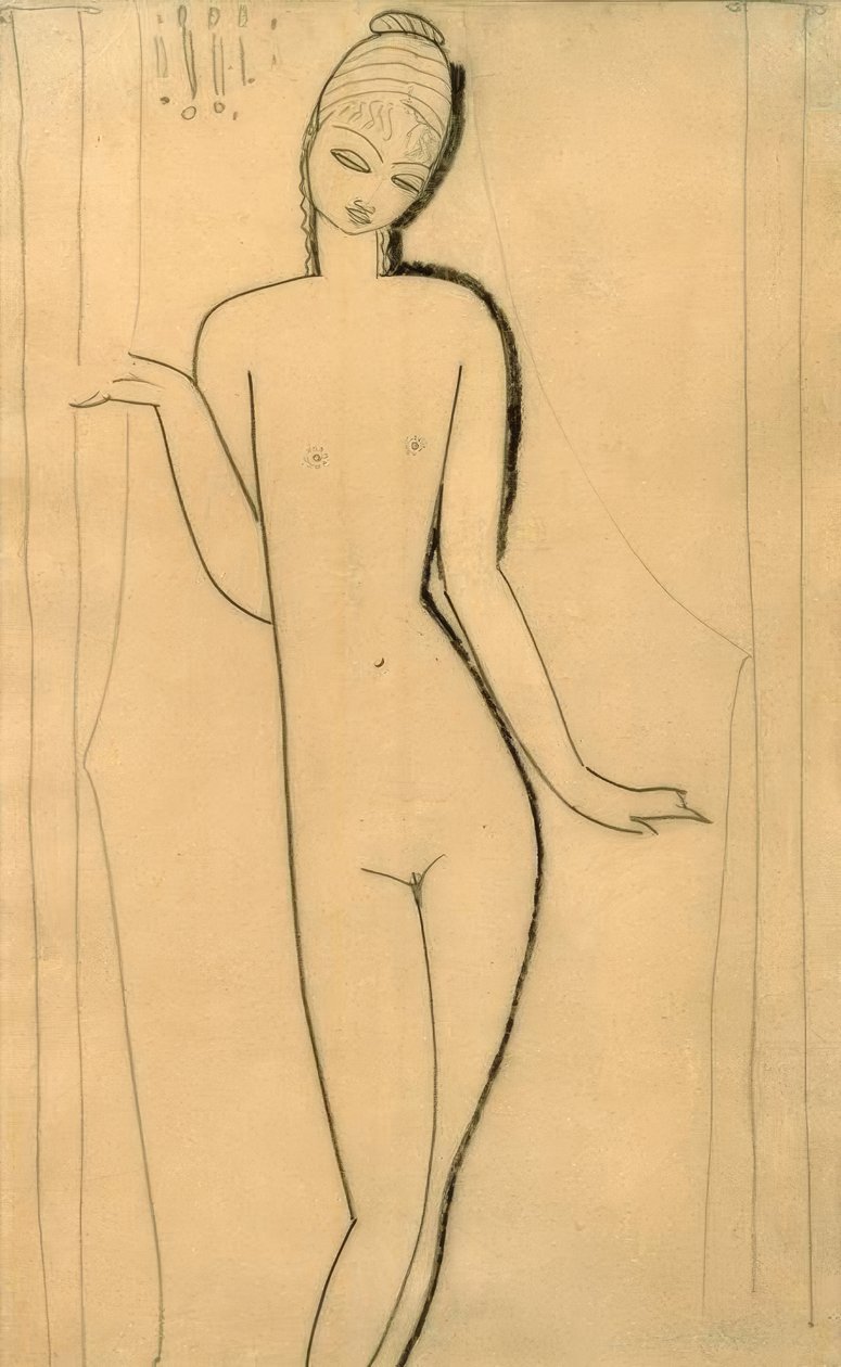 Nacktes junges Mädchen – Karyatide tekijältä Amedeo Modigliani