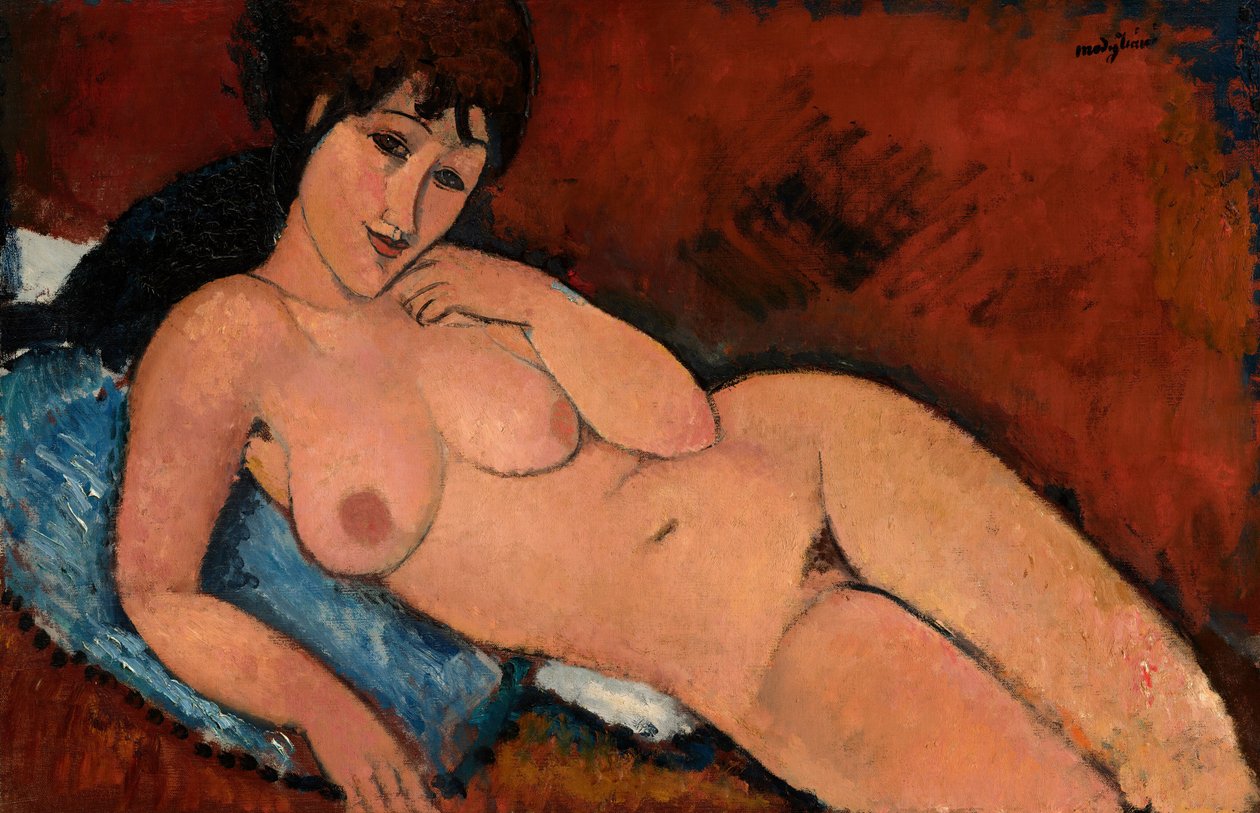 Alaston sinisellä tyynyllä tekijältä Amedeo Modigliani