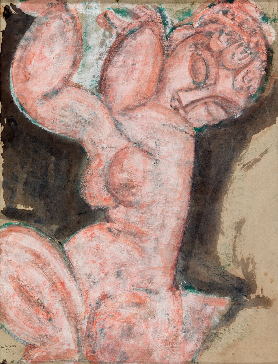 Vaaleanpunainen nude - karyatidit tekijältä Amedeo Modigliani
