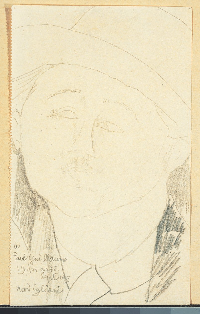 Paul Guillaumen muotokuva, n. 1916 (kynä paperille) tekijältä Amedeo Modigliani