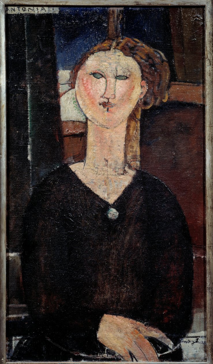 Antonian muotokuva Amedeo Modiglianin (1884-1920) maalaus 1915 Su. 0,82x0,46 m Pariisi, Musee de l