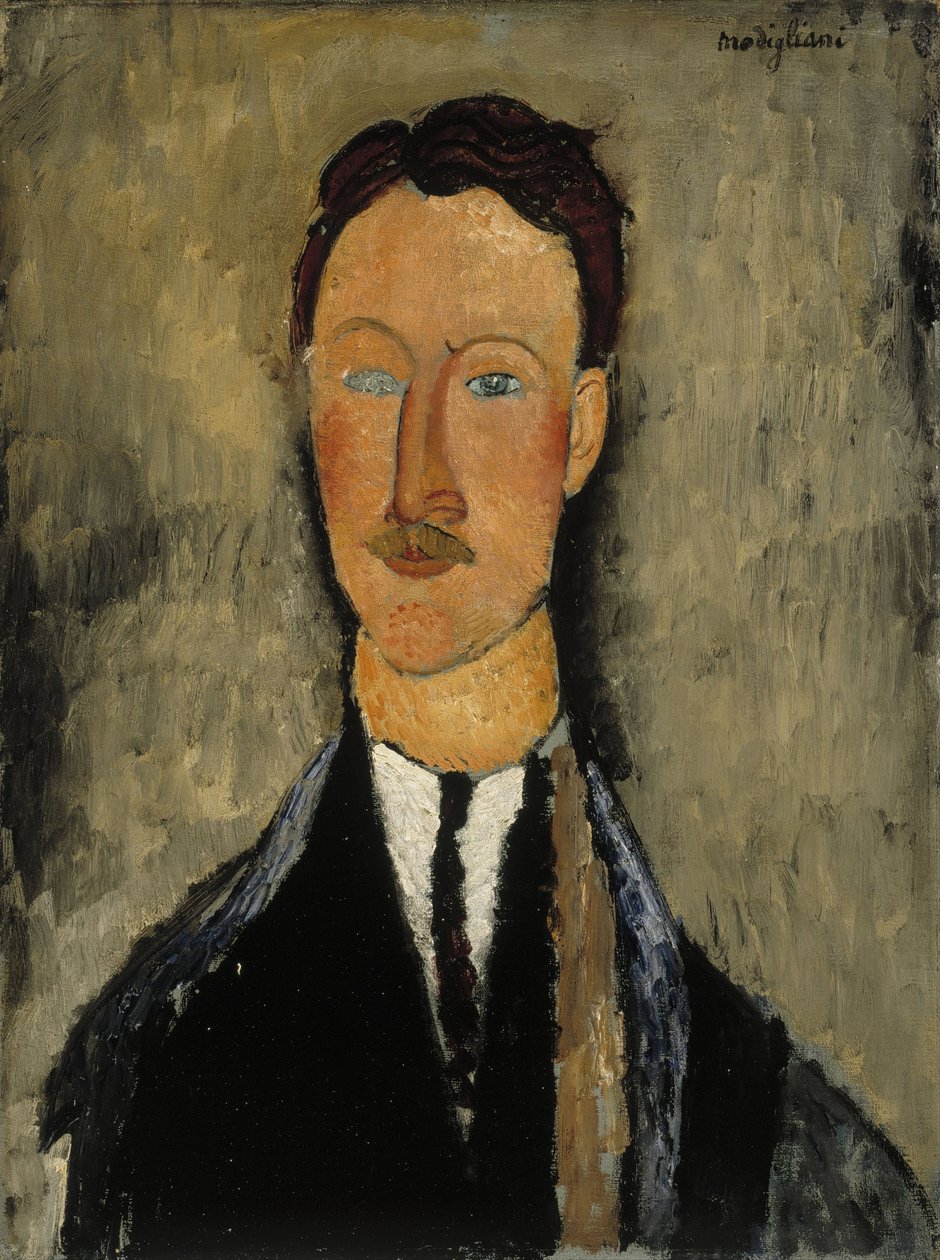 Leopold Survagen muotokuva (1879-1968) - Peinture de Amedeo Modigliani tekijältä Amedeo Modigliani