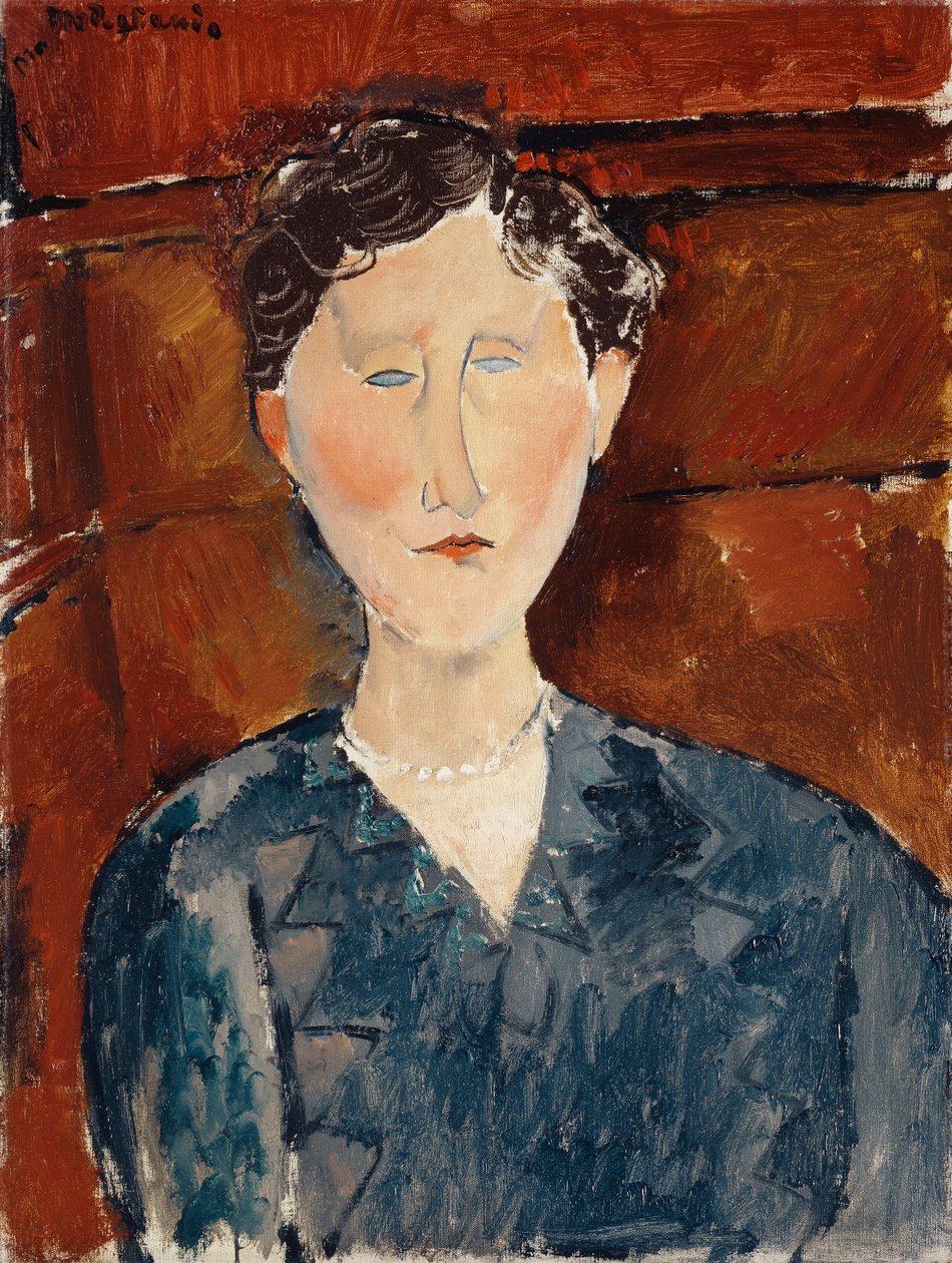 Naisen muotokuva sinisessä puserossa, n. 1916 tekijältä Amedeo Modigliani