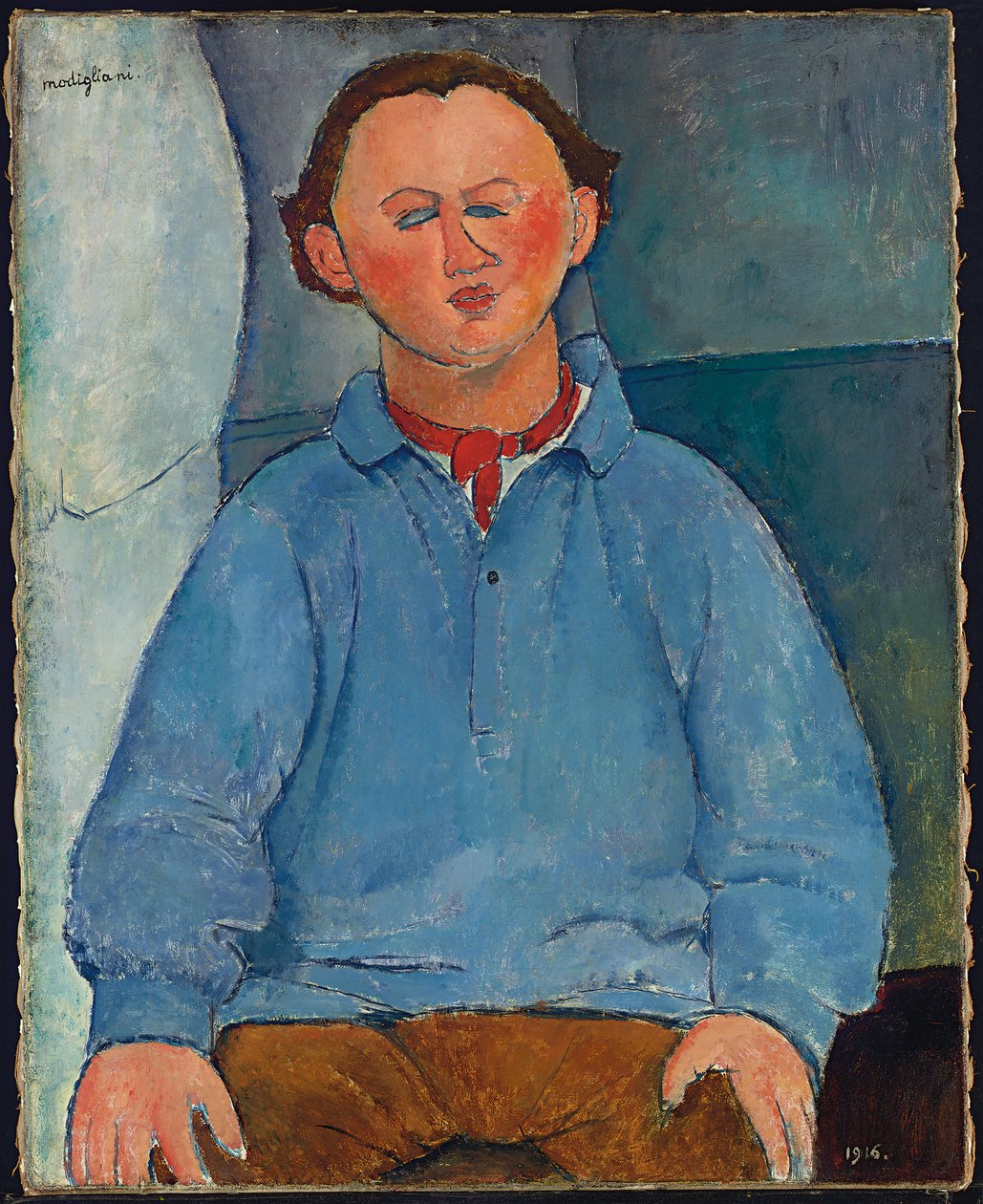 Kuvanveistäjä Oscar Miestchaninoffin muotokuva, 1916 tekijältä Amedeo Modigliani