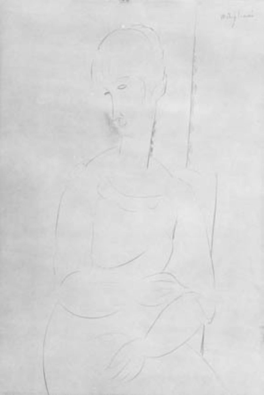 Istuvan nuoren tytön muotokuva. Polvistuva muotokuva, pää vasemmalle tekijältä Amedeo Modigliani