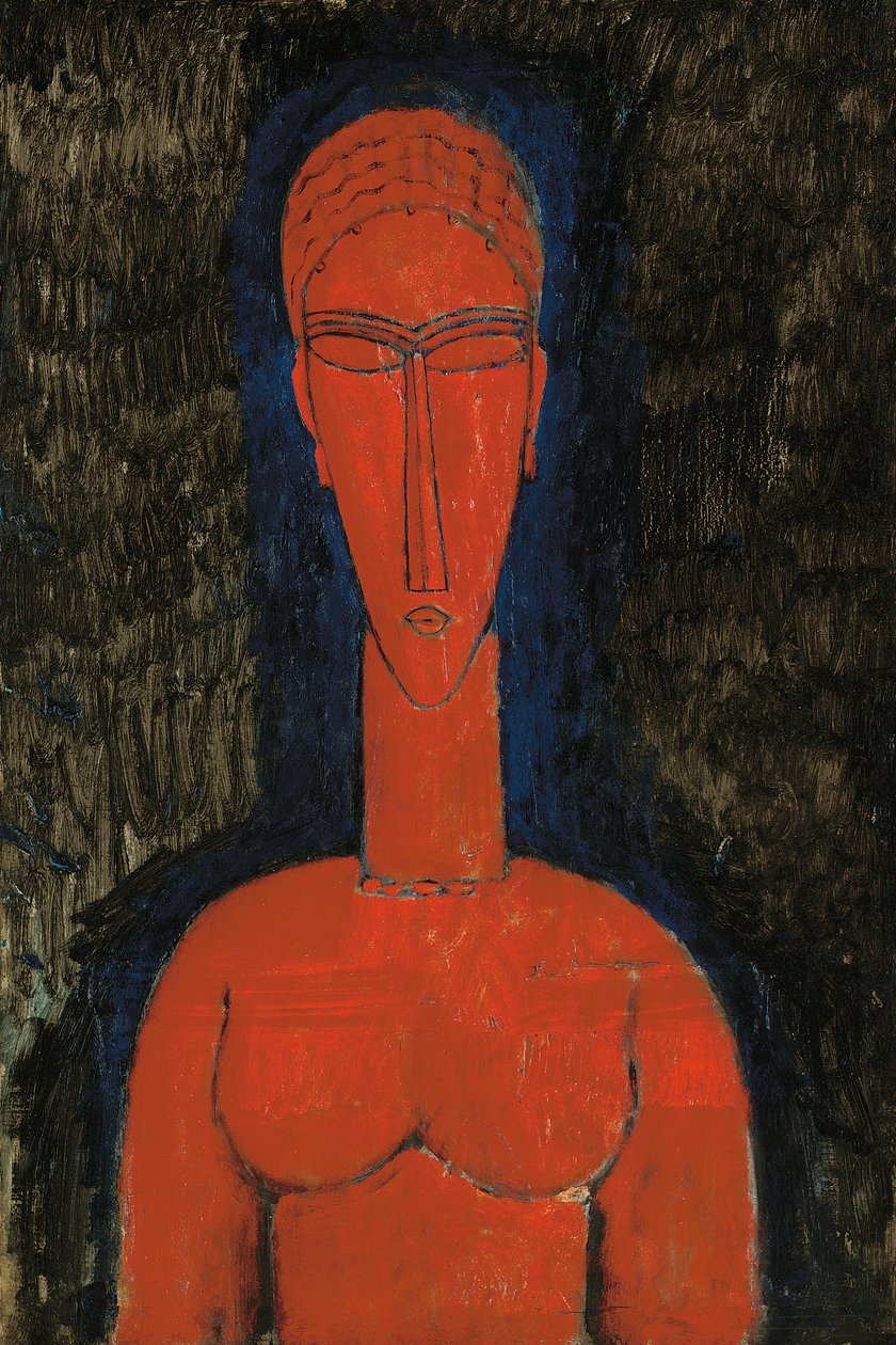 Punainen rintakuva, Caryatid, 1913 tekijältä Amedeo Modigliani
