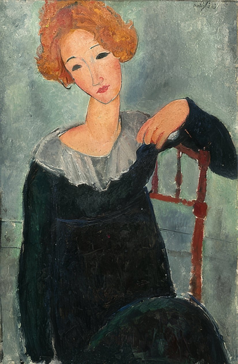 Punapää nainen. 1917 tekijältä Amedeo Modigliani