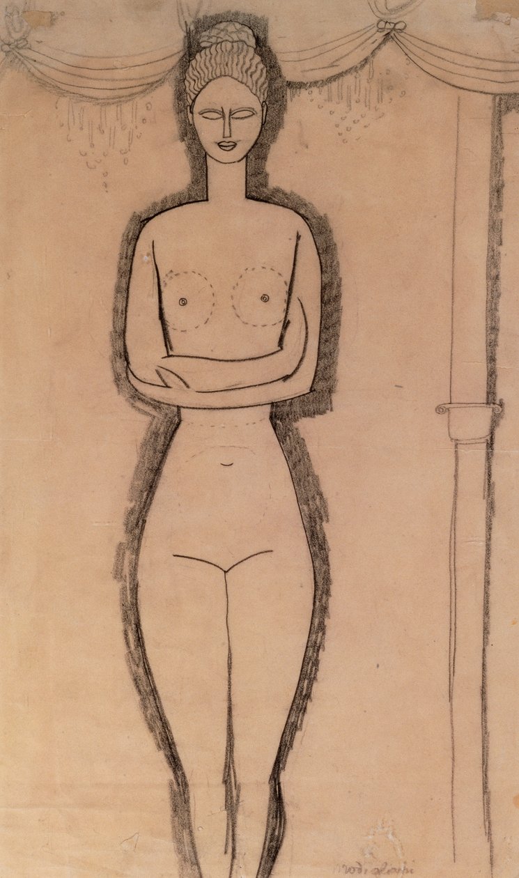 Seisova alaston (kynä paperille) tekijältä Amedeo Modigliani