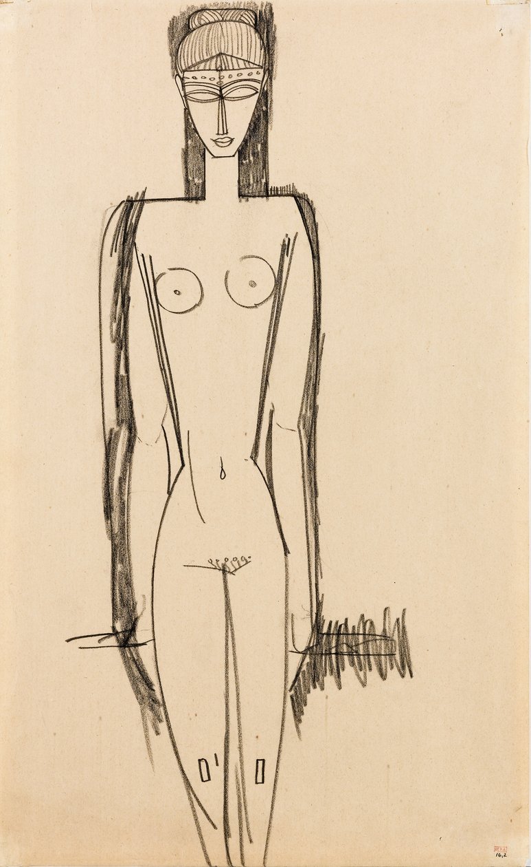 Pysyvä alaston; Nu debout, n. 1910-1911 tekijältä Amedeo Modigliani