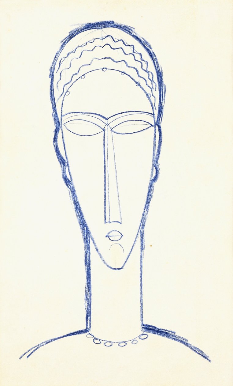 Study for the Head for a Sculpture, n. 1911 tekijältä Amedeo Modigliani