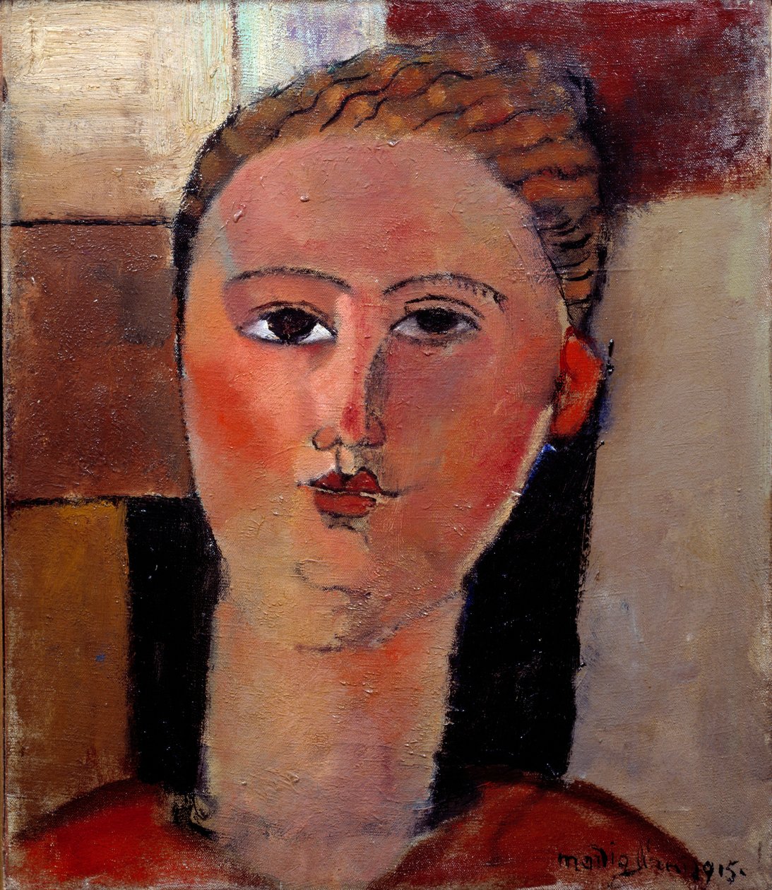 Amedeo Modiglianin (1884-1920) Punapäätytön maalaus 1915 su. 0,40 x 0,36 m Pariisi, Musee de l