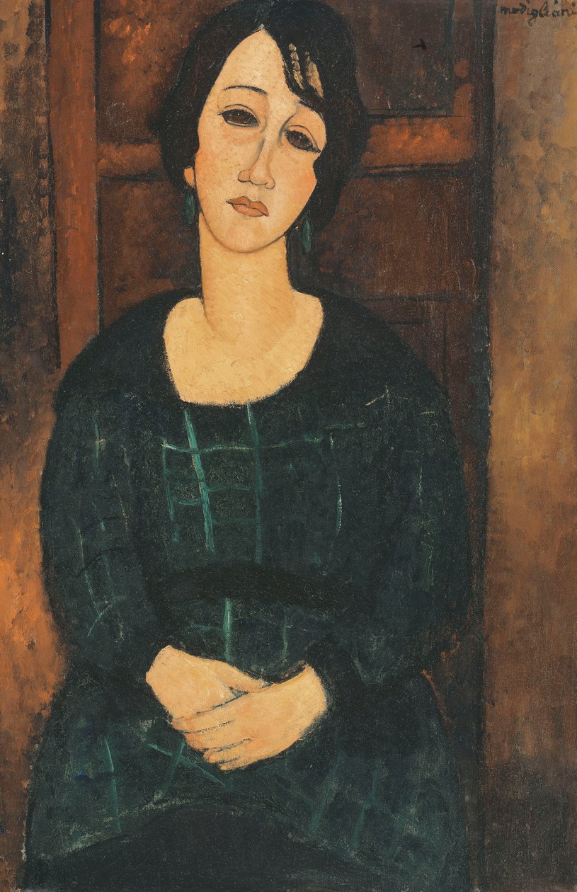 Nainen ruudullisessa mekossa, 1916 tekijältä Amedeo Modigliani