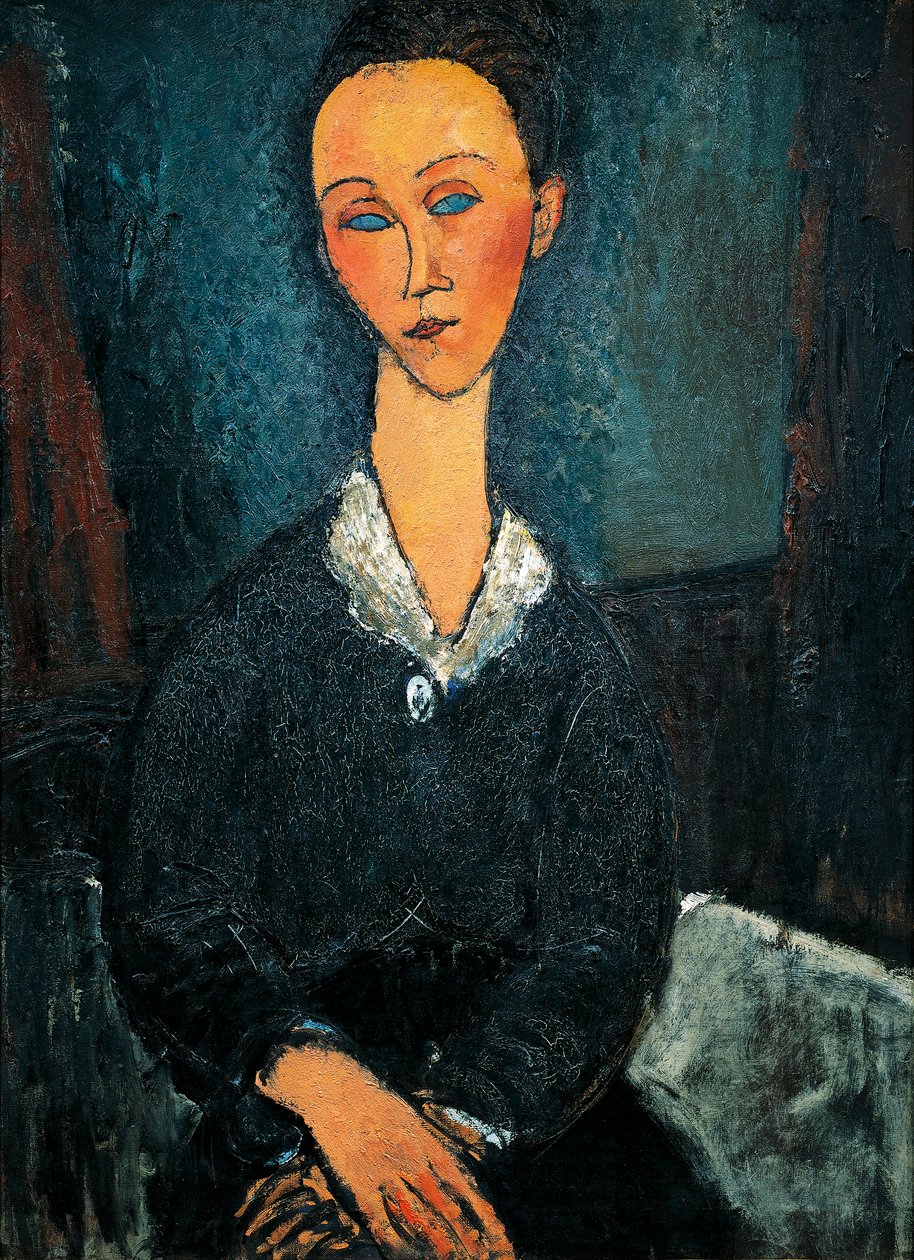 Nainen valkokaulus, muotokuva Lunia Czechowskasta tekijältä Amedeo Modigliani