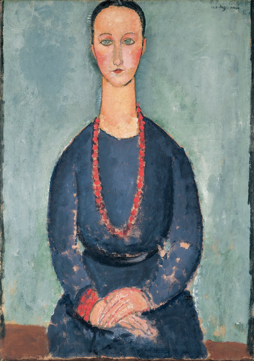 Nainen punaisella kaulakorulla, 1918 tekijältä Amedeo Modigliani