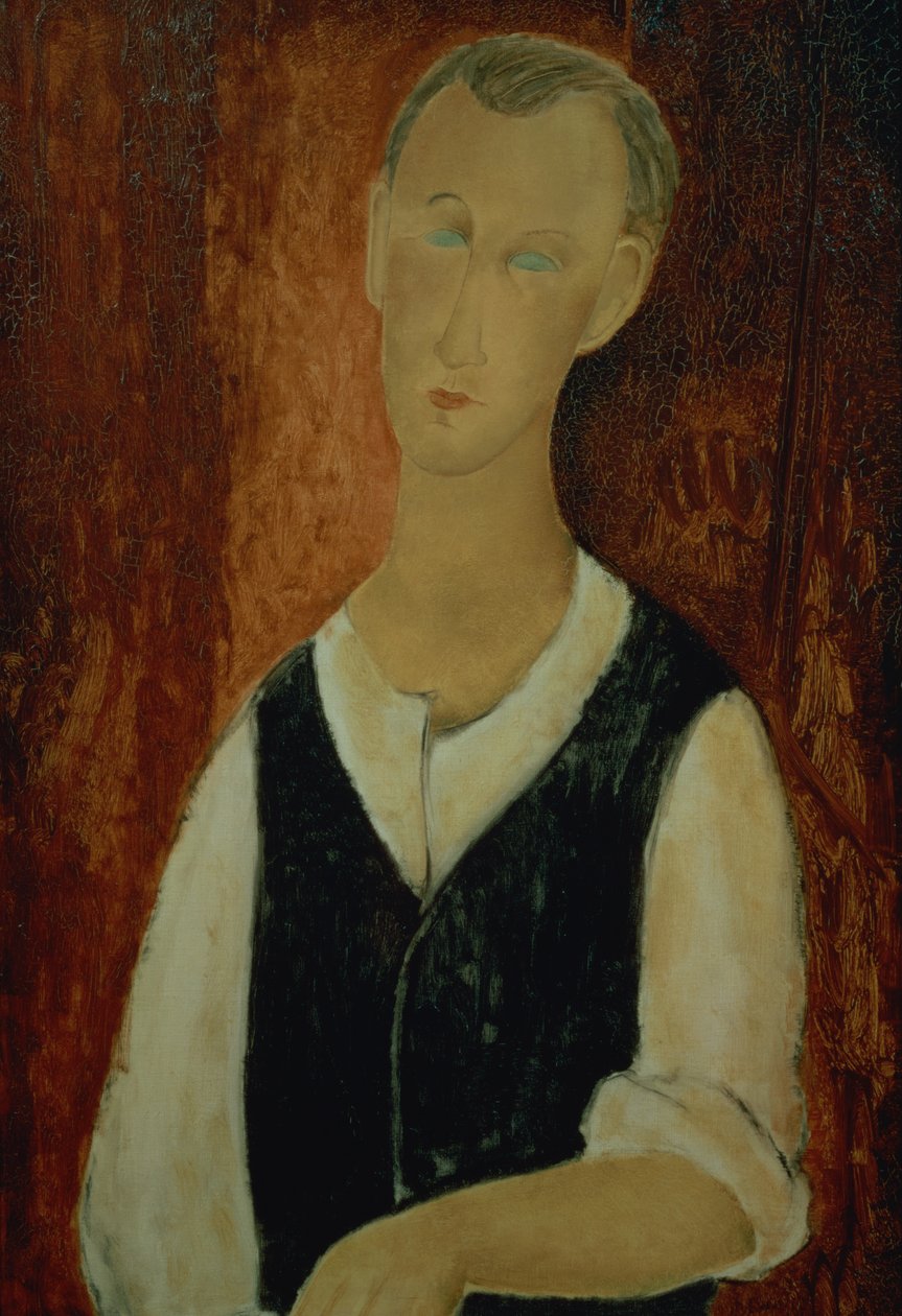 Nuori mies mustalla liivilla, 1912 tekijältä Amedeo Modigliani