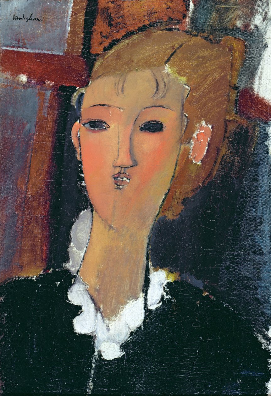 Nuori nainen pienessä röyhelössä tekijältä Amedeo Modigliani