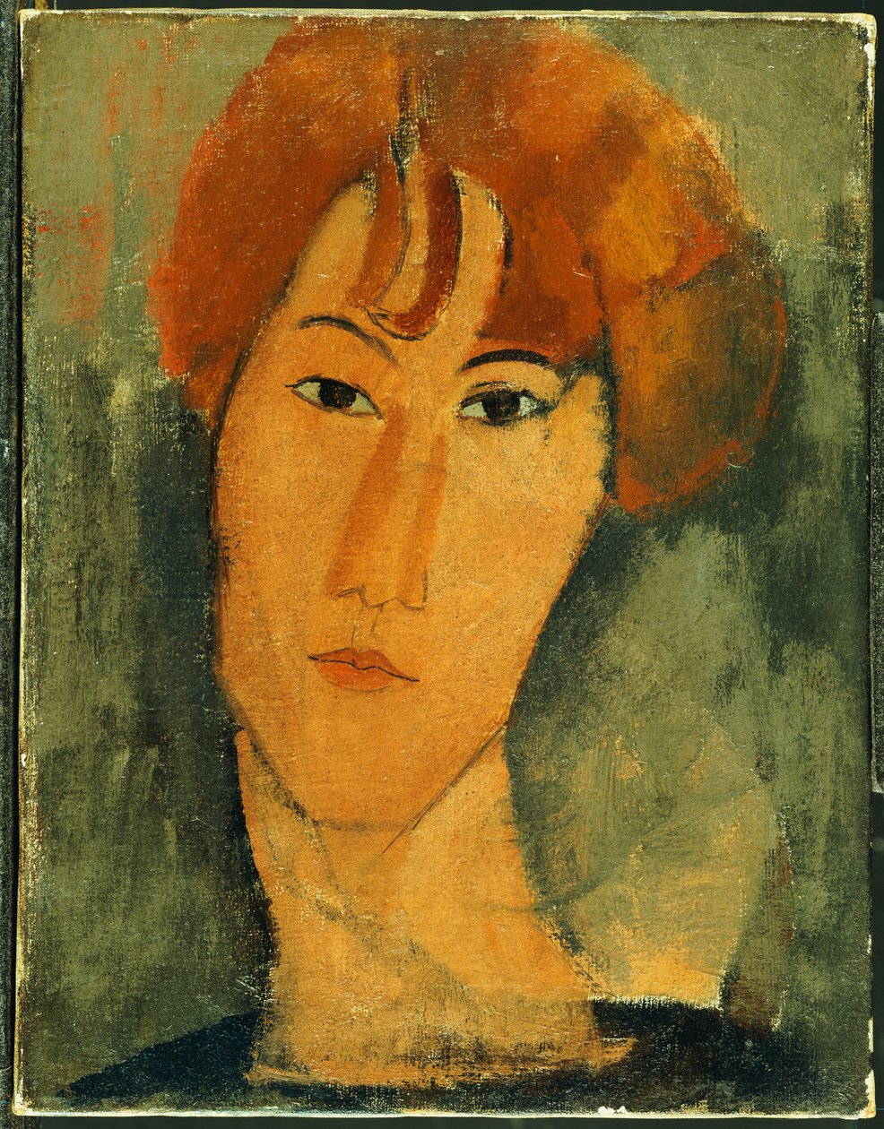 Nuori nainen punatukkaisella kauluspannassa tekijältä Amedeo Modigliani