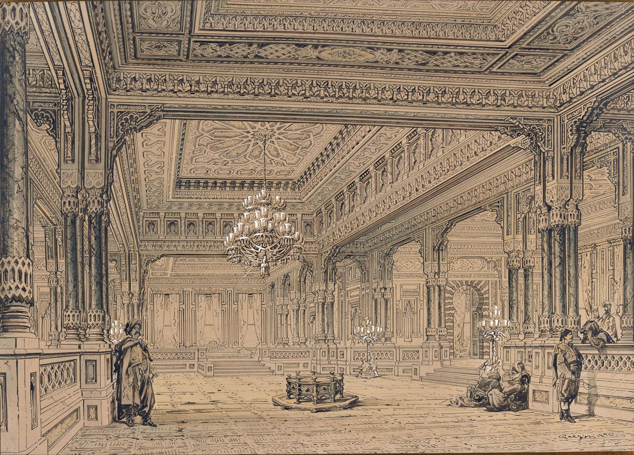 Ciragan-palatsin sisustus Istanbulissa, 1872. tekijältä Amedeo Preziosi
