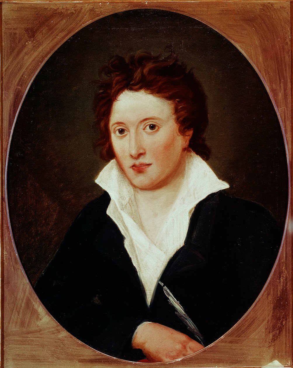 Percy Bysshe Shelleyn muotokuva brittiläinen runoilija (1792-1822). Amelia CURRANin (1775-1847) maalaus tekijältä Amelia Curran