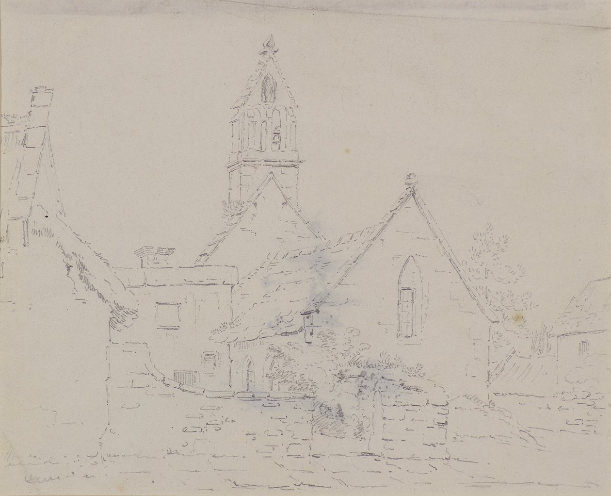 Raunioitu kirkko, n. 1803 (lyijykynä) tekijältä Amelia Long