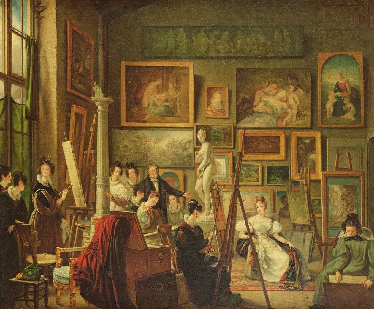 Taiteilijan ateljee, 1833 tekijältä Amelie Legrand de Saint Aubin