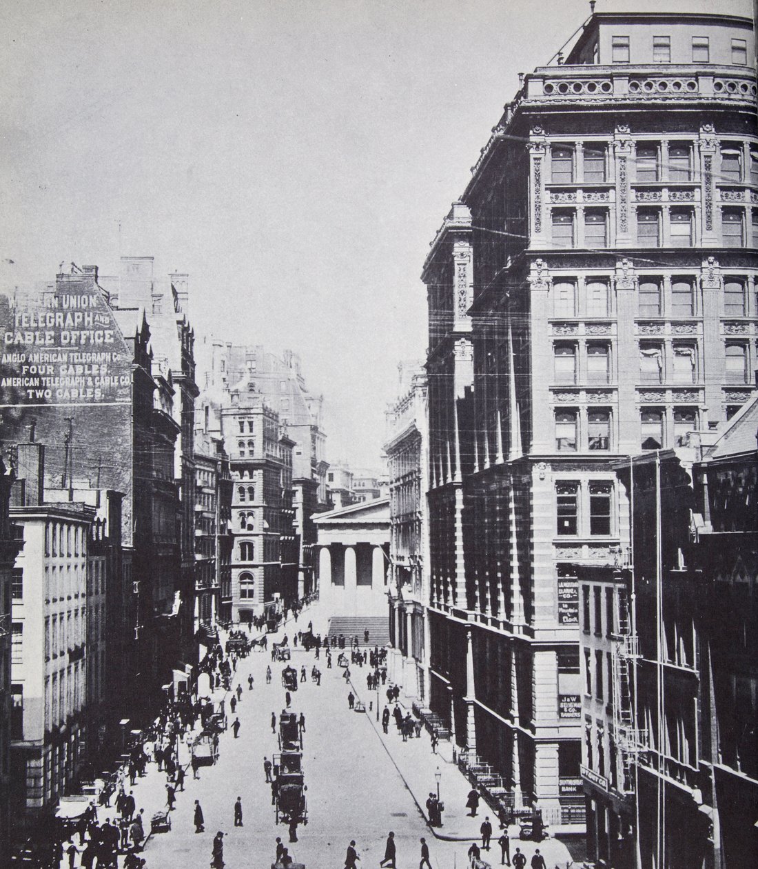 Broad Street, katsot kohti Wall Streetiä, New York, 1893 tekijältä American Photographer