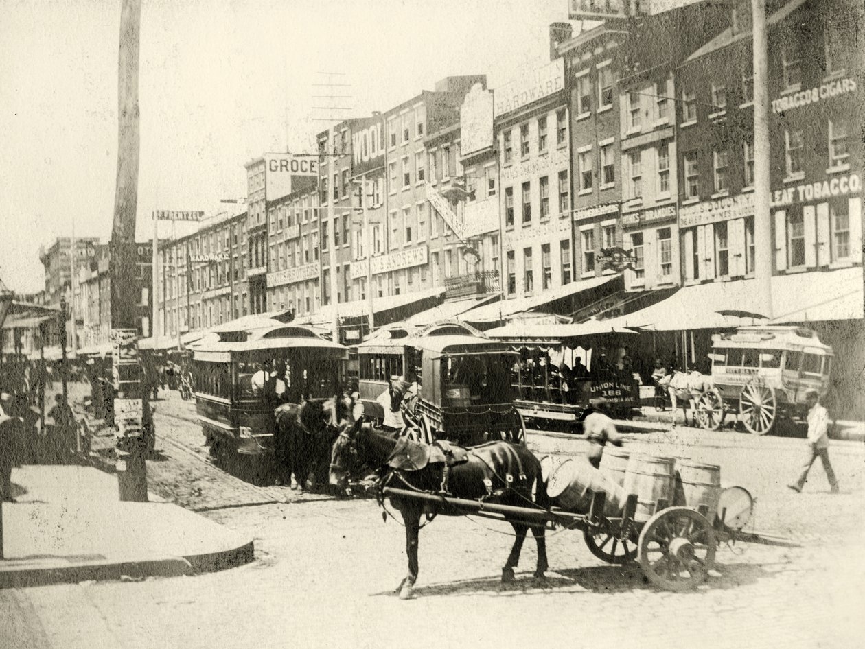 Front and Market Streets, 1881 (seepiaprintti) tekijältä American Photographer
