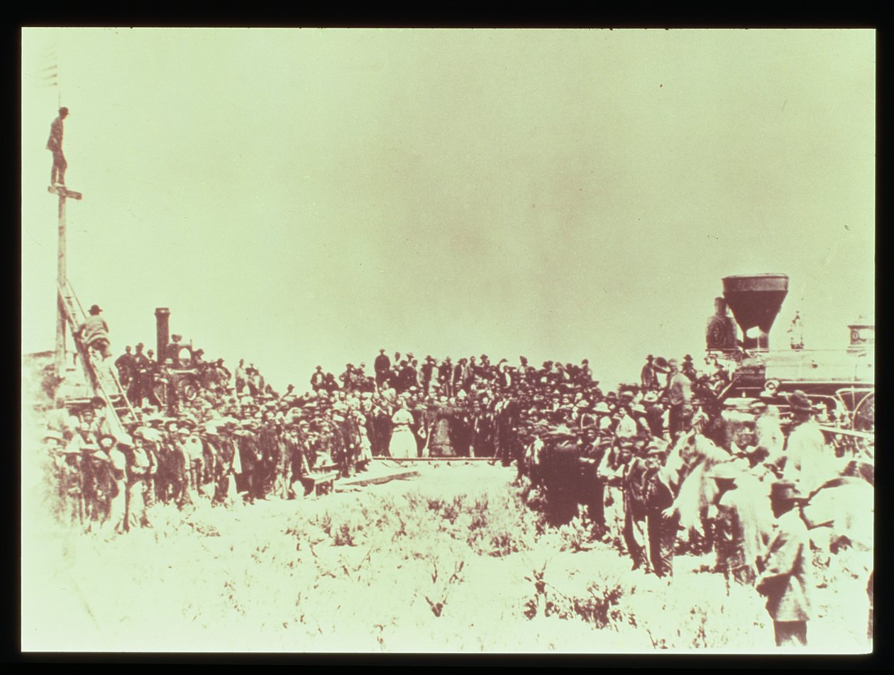 Union Pacificin ja Central Pacific Railwaysin kokous Promontory Pointissa, Omahassa, 10. toukokuuta 1869 tekijältä American Photographer
