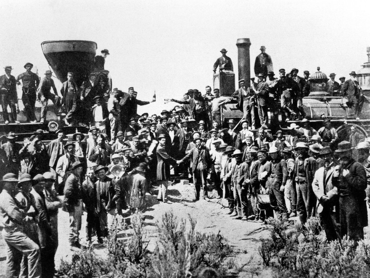 Union Pacificin ja Central Pacific Railwaysin kokous Promontory Pointissa, Omahassa, 10. toukokuuta 1869 tekijältä American Photographer