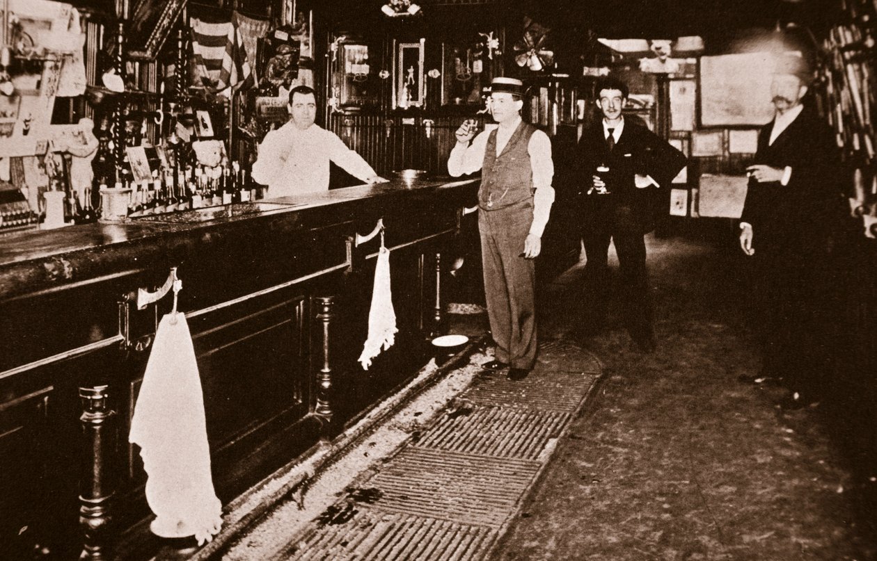 Steve Brodie baarissaan, New York City Tavernissa (seepiakuva) tekijältä American Photographer