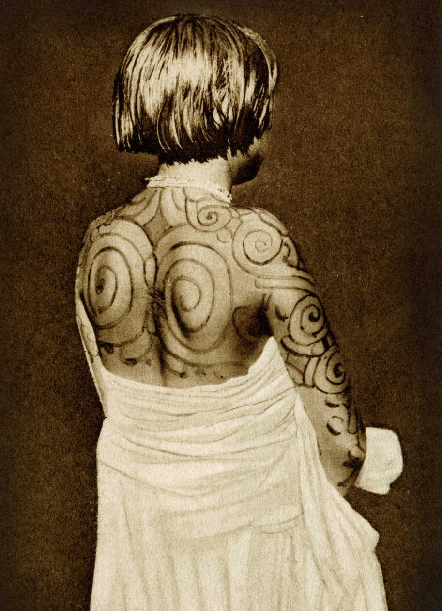 Tatuoitu chamacoco nainen n.1890 (seepia valokuva) tekijältä American Photographer