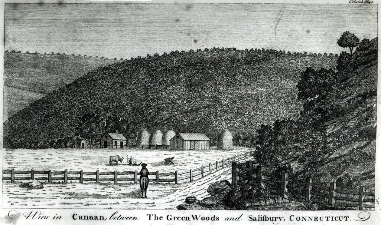 Maatila Canaanissa, Connecticutissa, Columbia Magazinesta, 1789 tekijältä American School