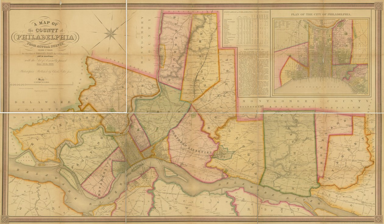 Philadelphian piirikunnan kartta, Actual Survey, 1843 tekijältä American School