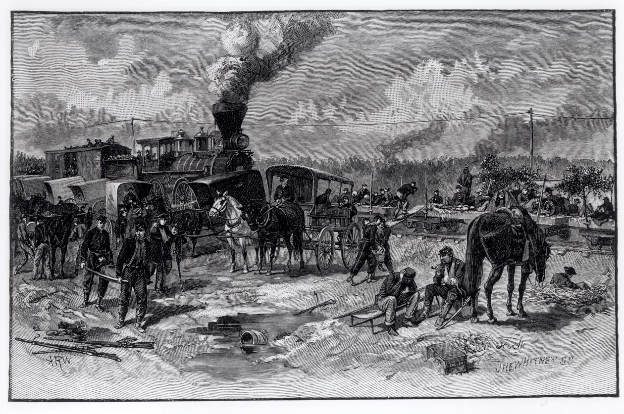 Seitsemän männyn taistelun jälkeen, kesäkuu 1862, teoksesta "Taistelut ja sisällissodan johtajat", kaivertanut John Whitney (1840-91), 1888 tekijältä American School