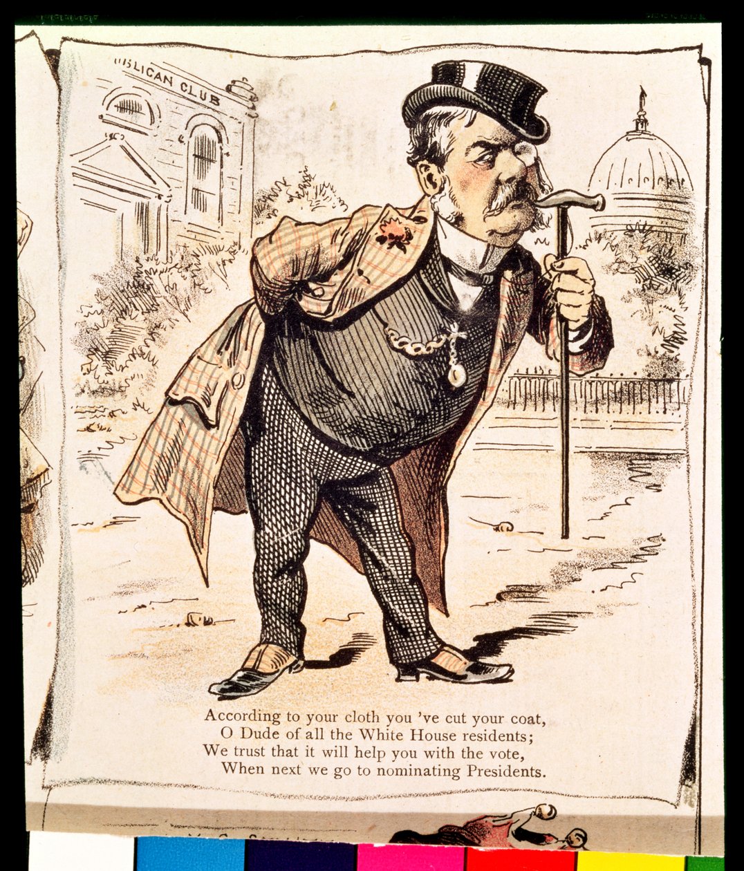 Chester Alan Arthurin karikatyyri, n. 1883 tekijältä American School