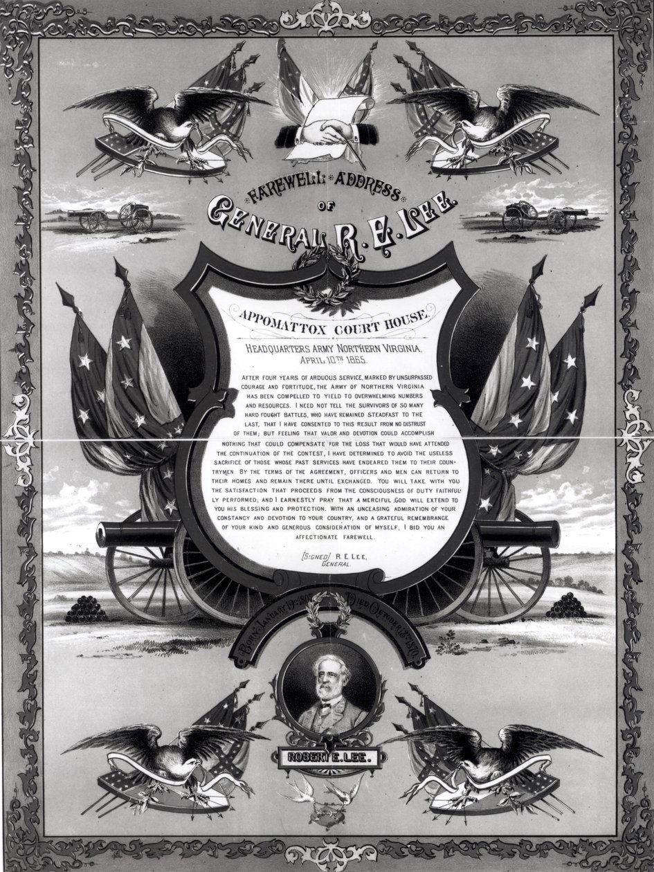 Kenraali Robert E. Leen jäähyväispuhe, julkaisijat Burk ja McFetridge, 1883 tekijältä American School