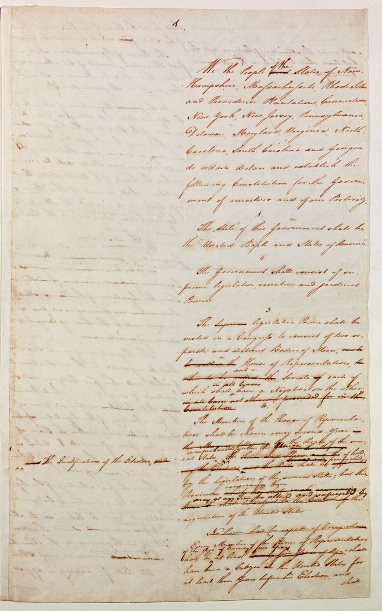 Ensimmäinen luonnos Yhdysvaltain perustuslaista, 1787 tekijältä American School