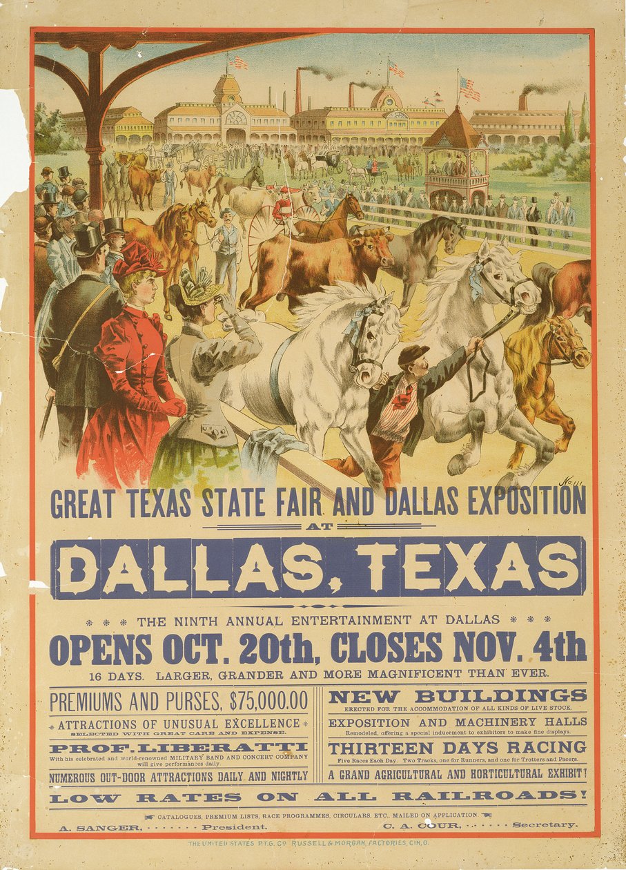Great Texas State Fair -juliste, 1894 tekijältä American School
